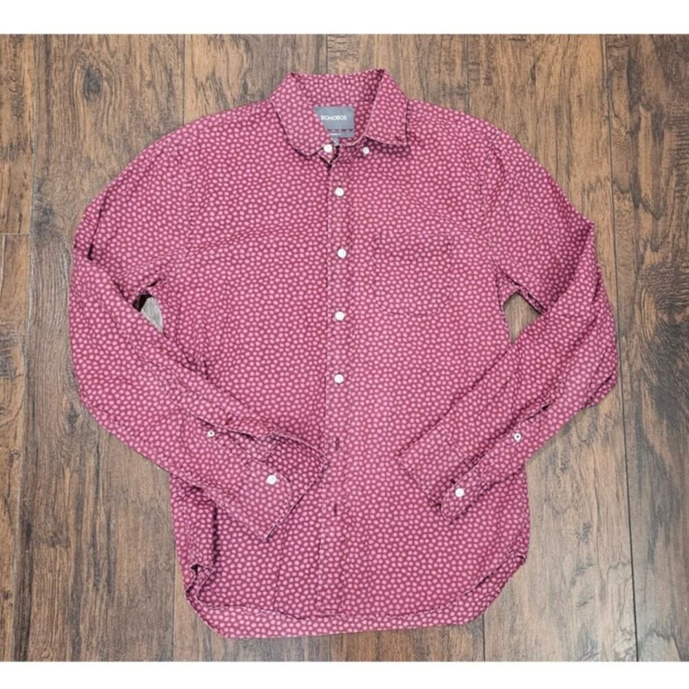 Bonobos Button up Shirt Standard Fit Size Small Burgundy Pink